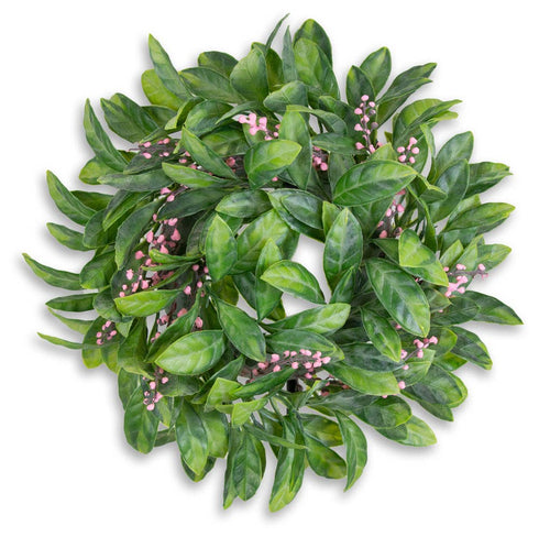 11" Pink Magnolia Flowers Wreath
